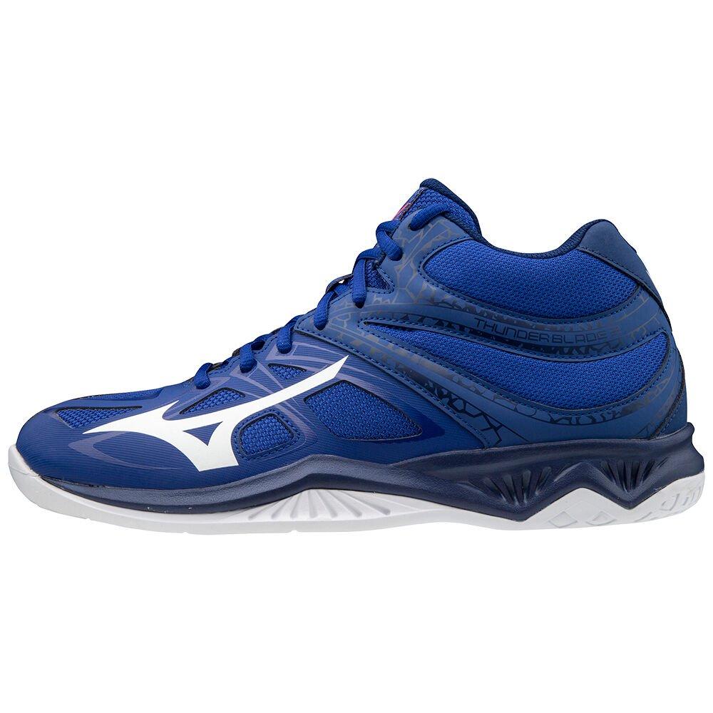 Mizuno Men's Volleyball Shoes Thunder Blade 2 Mid Blue/White/Pink - OBNGIJE-83